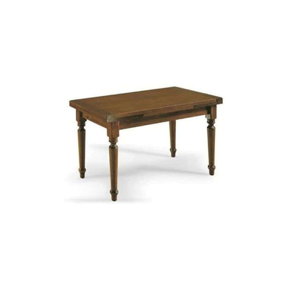 shopinnovativo -Tavolo arte povera con gambe tornite allungabile fino 240 in legno massello e mdf con rifinitura in noce 160x85x78 H