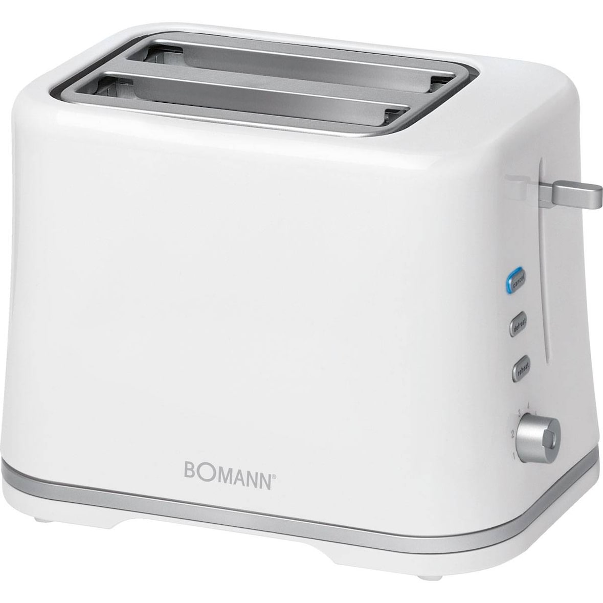 Bomann Toaster TA 1577 CB weiß, zwei breite Schlitze mit Aufsatz, Auftaufunktion