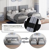 thumbnail of Polsterbett 180x200 cm Grau mit Leinenstoff, hydraulischem Stauraum, verstellbarem Kopfteil, Lattenrost, multifunktionales stabiles Holzgestell