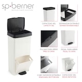 thumbnail of SP BERNER - Vertikaler 70L-Abfalleimer mit 2 Fächern (40L + 30L), weiß und schwarz, inklusive 40L-Müllbeuteln mit Selbstverschluss.