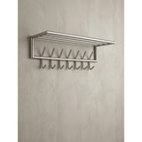 thumbnail of Wandgarderobe Metall Silber 74,5x29x30 cm Flurgarderobe mit Ablage, Design Hakenleiste Wandpaneel Stahl, Garderobe Wand mit Hutablage,