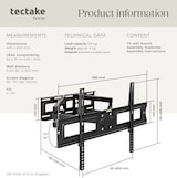 thumbnail of tectake Soporte de pared inclinable y giratorio para TV de 32" a 100" (81-254 cm), VESA 600 x 400, soporta hasta 120 kg  Negro