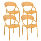 thumbnail of Lot de 4 chaises de terrasse jaune moutarde