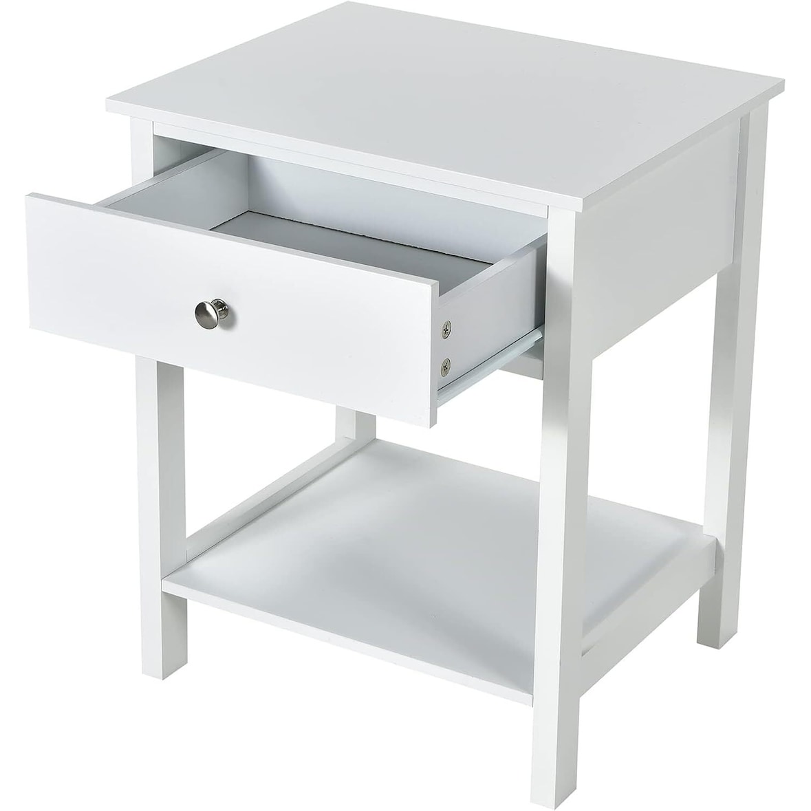 COSTWAY Comodino con Cassetto, Tavolino 2 Livelli, Legno, Comodino da Letto, Tavolo Ingresso