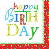 thumbnail of 10 X 20 Servietten, 3-lagig 1/4-Falz 33 cm x 33 cm "Happy Birthday"