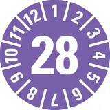 thumbnail of Dreifke® Prüfplakette 28, violett, Folie, ablösbar, Ø 15mm, 60 Stk.