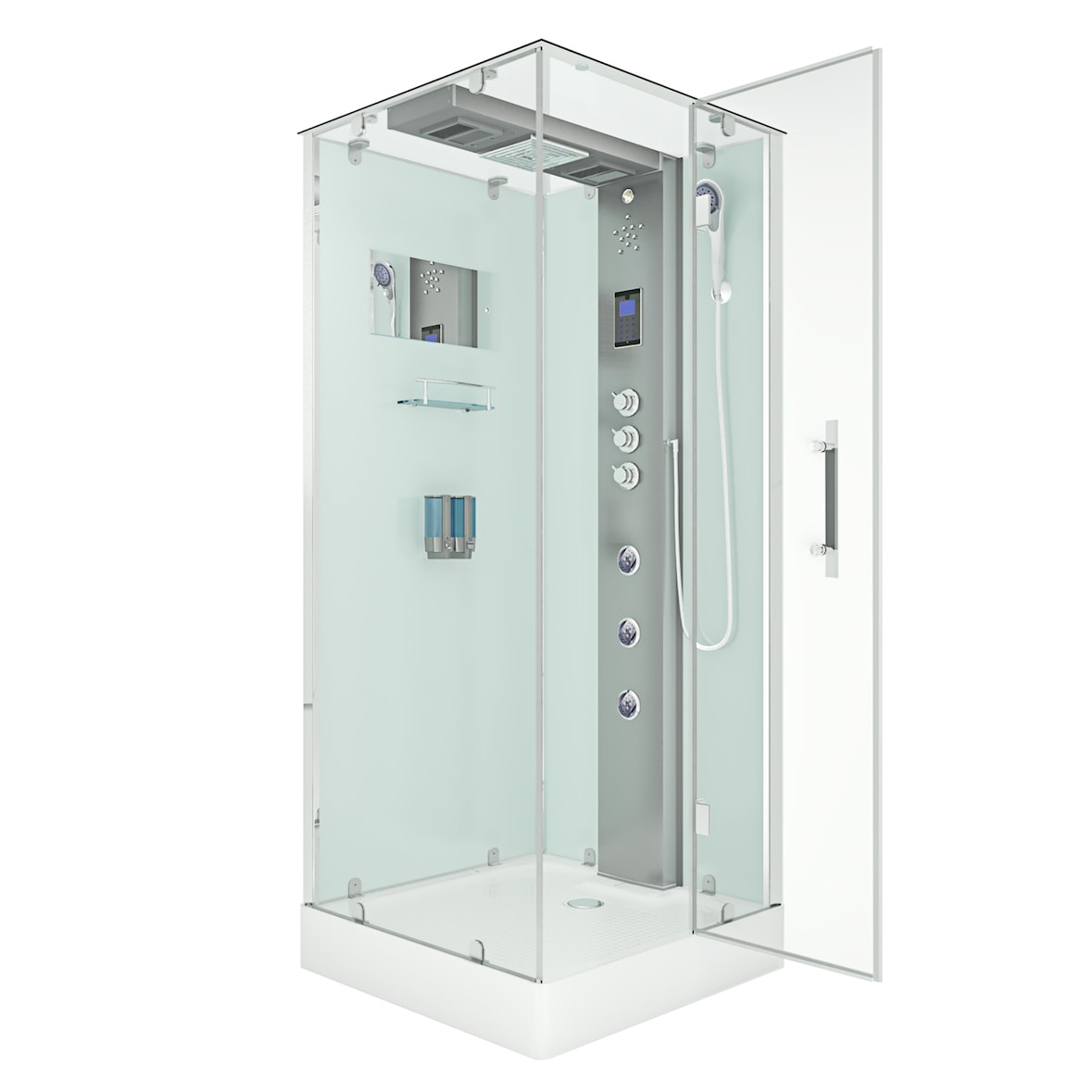 Dampfdusche Duschtempel Sauna Dusche Duschkabine D38-10R3-EC 90x90 cm mit 2K Scheiben Versiegelung