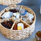 thumbnail of HMF Teebox für Teebeutel geflochten aus Wasserhyazinthe, Tee Aufbewahrungsbox mit 7 großen Fächern, 27 x 27 x 11 cm