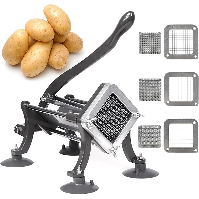 Cortador de Batatas e Legumes Profissional Manual com 3 Lâminas de Corte
