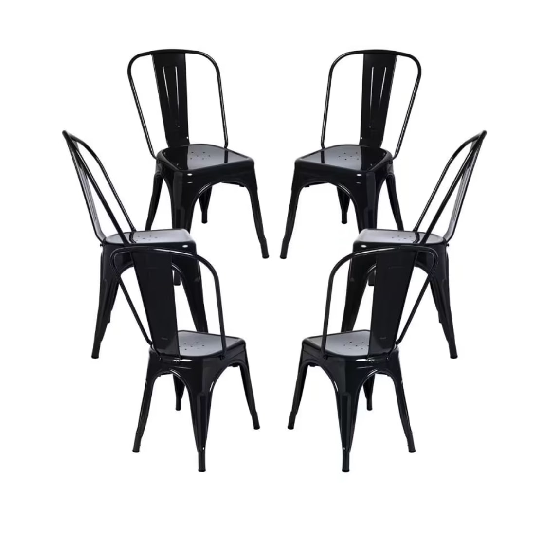 Gasfrit - Silla tolix negra en acero inoxidable , pack de 6 silla tolix negro