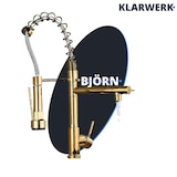 thumbnail of KLARWERK® Björn | Horeca Keukenkraan Goud Twee Douchekoppen | RVS Kraan Keuken 2 Aansluitingen | Dubbele Spoelbak Restaurant Horeca Premium