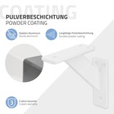 thumbnail of 2 Stück Regalhalterung 120x120mm, Weiß, Aluminium, Schwebende Regalhalterungen, Regalwinkel, Wandhalterung für Regalbrett, Regalträger für Wandmontage