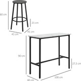 thumbnail of Bartisch Set 3-teilig 100x40x90 cm mit 2 Barhockern Weiß+Schwarz, modernes Design, Stahlrahmen, platzsparend für Küche & Esszimmer