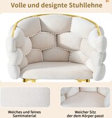 thumbnail of Esszimmerstuhl Set 6 Samt Beige 44x41x74 cm mit goldfarbenem Rückengestell, 6 cm Sitzkissen, verstellbaren Fußstützen und Metallbeinen