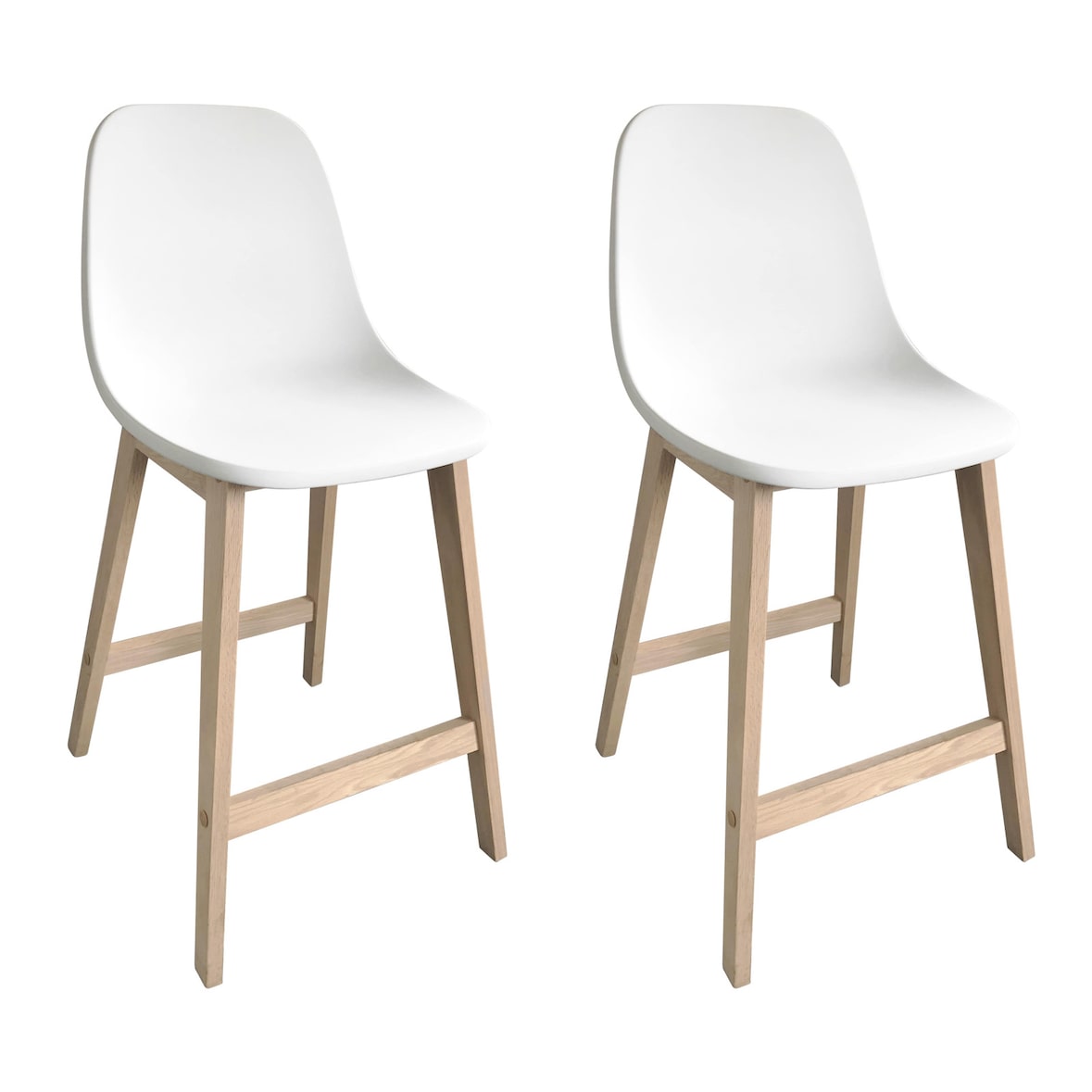 Chaises d'ilot et bar 65 cm ELIOS en chêne et assise plastique - Lot de 2