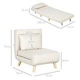 thumbnail of HOMCOM Poltrona Letto 2 in 1 con Schienale Regolabile Legno e Beige