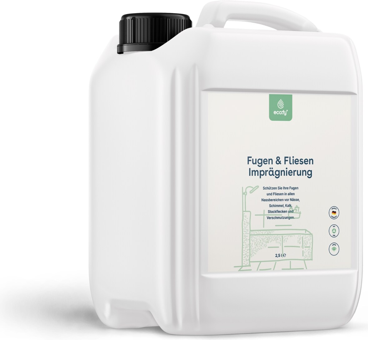 eco:fy Fliesen & Fugen Imprägnierung - 2.5l - Versiegelung gegen Kalk und Schimmel