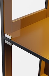 thumbnail of Merax LED-vitrinekast 80x35x170 cm, moderne zwart glazen vitrine, collectievitrine met app-bediening, 4 niveaus, push-to-open deuren