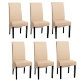 thumbnail of Set di 6 sedie da sala da pranzo Sedia da cucina Sedia M37 ~ Pelle, crema, piedi scuri