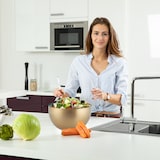 thumbnail of Relaxdays Salatschüssel Edelstahl, 2 L, runde Metallschüssel zum Backen & Servieren, Ø 20 cm, Küchenschüssel, rosa/gold