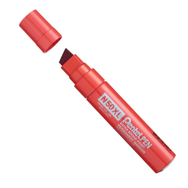 Pentel N50XL-B Marqueur Permanent XL Pointe Biseautée, Rouge
