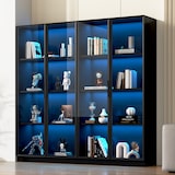 thumbnail of Vitrine LED 4-lagig Mit App Steuerung Glastüren Aluminiumrahmen Hochglanz Aufbewahrungsschrank Wohnzimmer Weiß 160x40x160cm