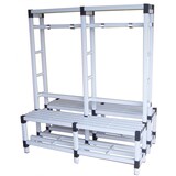 thumbnail of Banco doble con estante y percheros 2000 x 920 x 1750mm. BLANCO