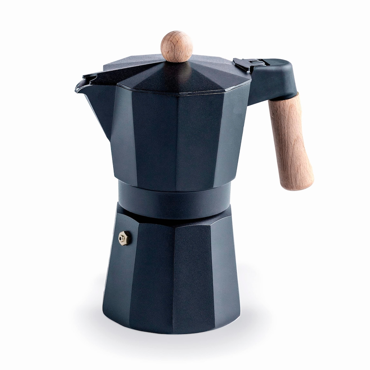 Lacor - 62048 - Cafetière italienne noire Trento, cafetière express, fonte d'aluminium, capacité 9 tasses