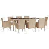 thumbnail of vidaXL 9-tlg. Garten-Essgruppe mit Kissen Beige Poly Rattan