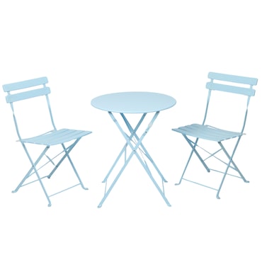Bistroset 3-teilig Klappbar – 1 Tisch & 2 Stühle, Metall, Schwarz, Für Balkon & Garten