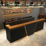 thumbnail of Empfangstheke, Bartheke, Kassenbereich, Industrie-Stil mit vertikalen Streifen, für Bars und Geschäfte, schwarz 140×60×110cm【H DTX 140】