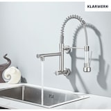 thumbnail of Björn|Catering Grifo monomando de pared agua fría plata|grifo cocina profesional acero inoxidable dos duchas|grifo fregadero doble pared restaurante