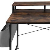 thumbnail of tectake Table de bureau avec étagère de rangement et poche en tissu - Bois foncé industriel, rustique, 120 cm - 404664