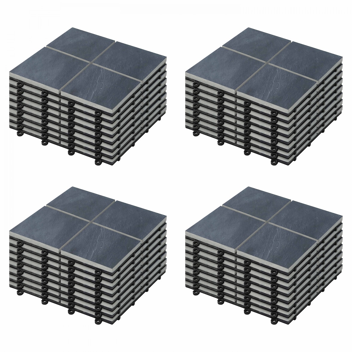 Lot de 32 dalles clipsables en pierre noir