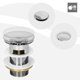 thumbnail of ML-Design Universal Ablaufgarnitur mit Überlauf, verchromtes Messing Pop-Up Click-Clack Ventil, Abflussgarnitur für Waschbecken, werkzeugloser Einbau