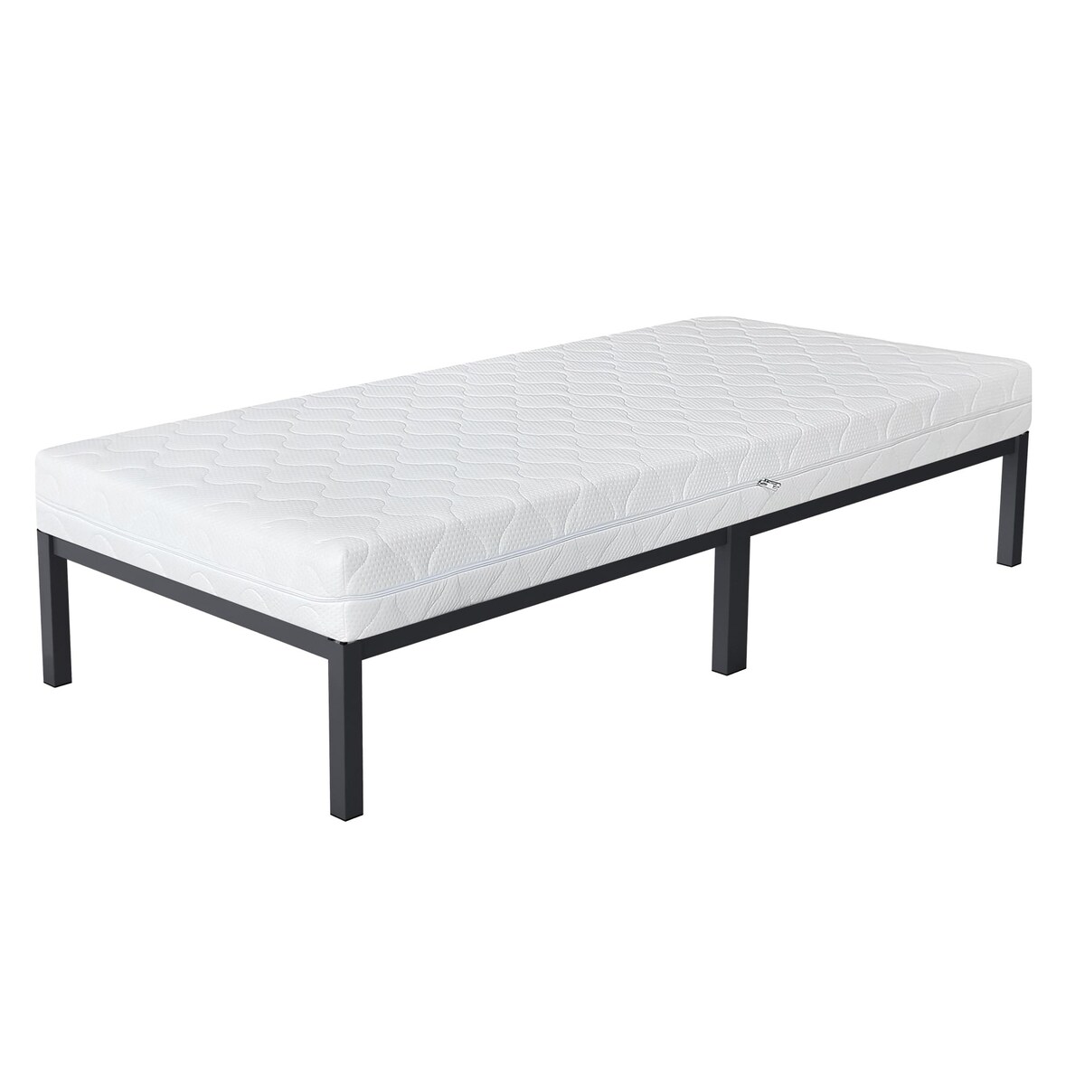 ML-Design Metallbett 90×200 cm Anthrazit, Matratze 16 cm, Stahlrahmen mit Lattenrost, robustes Einzelbett & Jugendbett