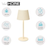 thumbnail of WellHome - Lámpara de Mesa Crema LED recargable con 24 luces blancas cálidas y 3 niveles de brillo Ø9x27,5cm