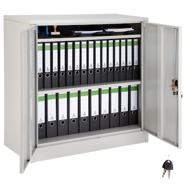 tectake Armadio portadocumenti con 3 scomparti 90 x 40 x 90 cm - grigio - 402486