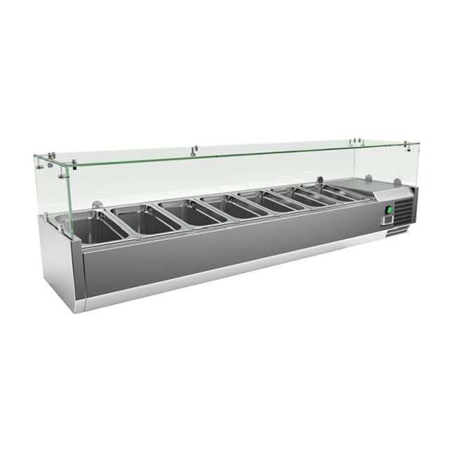 Gastro-Inox Aufsatzkühvitrine aus Edelstahl mit Glasaufsatz 1600x395x440mm