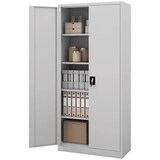 thumbnail of Aktenschrank abschließbar KADO - 5 Ebenen, Flügeltüren | Metallschrank Werkstatt Büroschrank aus Stahl Werkzeugschrank, 195x90x40cm Grau