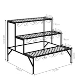 thumbnail of COSTWAY 3-laags metalen bloementrap, bloemenplank, plantenplank met antislipvoetjes, 70 x 21 x 60,5 cm, zwart