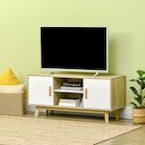 thumbnail of HOMCOM Móvel de TV para Televisores de até 55 Polegadas com 2 Gavetas 2 Prateleiras e 2 Armários120x40x55cm Madeira e Branco