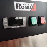 thumbnail of Romux® Gefrierschrank mit 2 Türen Glastüren 148 cm mit Umluftkühlung | Gastro Gefrierschrank aus Edelstahl mit 1300 L Kapazität - 6 Einlegeböden 580 W