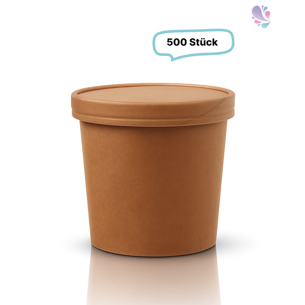 Soup Becher Suppenbehälter mit Membrandeckel 360 ml 12 oz 500 Stk, to go, take away, kompostierbar, natürliches Design