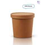 thumbnail of Soup Becher Suppenbehälter mit Membrandeckel 360 ml 12 oz 500 Stk, to go, take away, kompostierbar, natürliches Design