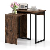 thumbnail of Mesa de café COSTWAY, conjunto de 2, mesa lateral feita de madeira artificial, mesa da sala de estar com moldura de metal robusta