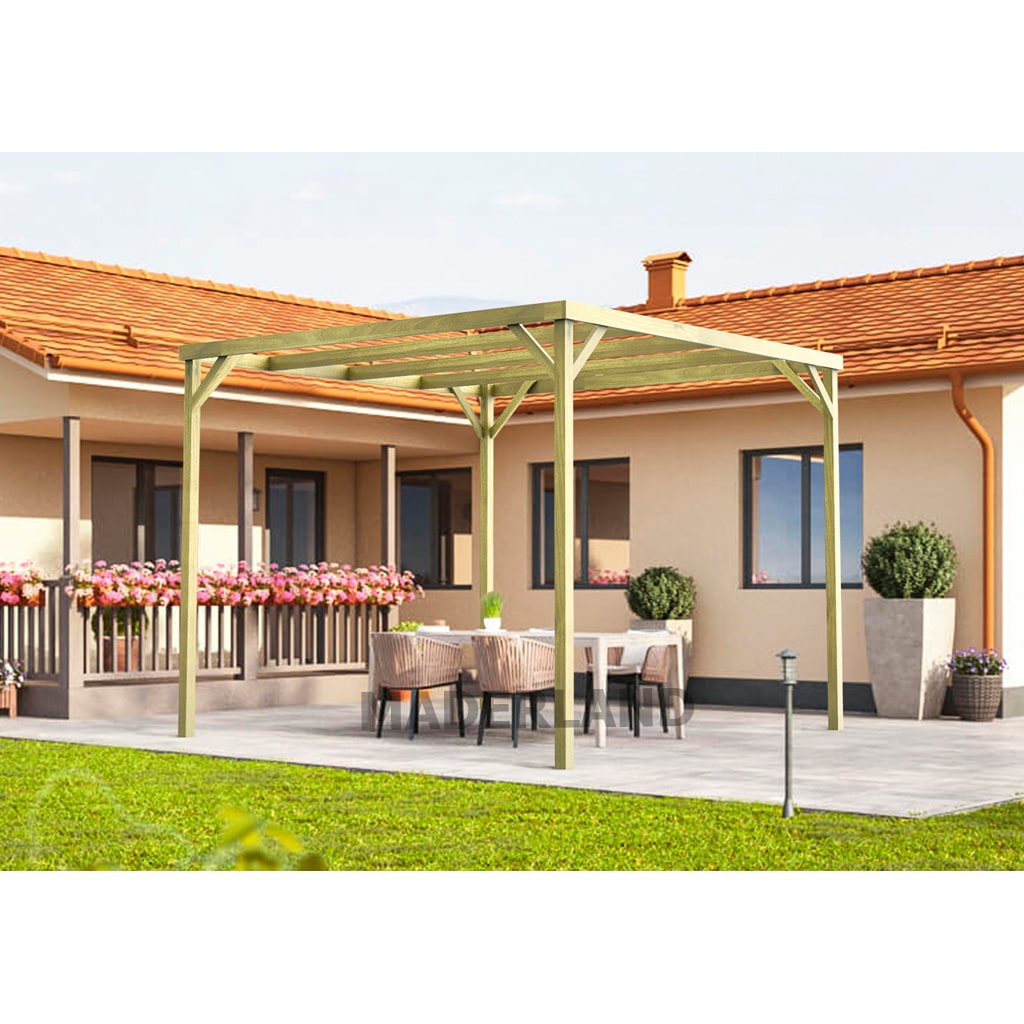 Pérgola madera MATARÓ • 600x420 cm • tratada • madera maciza