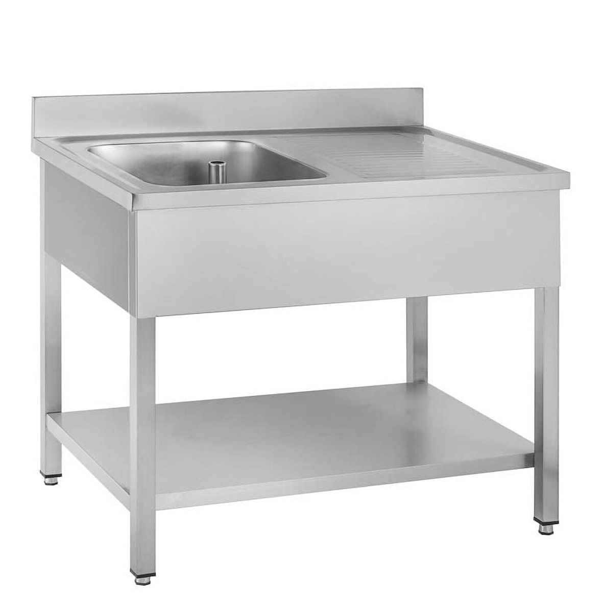 GastroHero Spültisch Edelstahl 1000x600 mm 1 Becken links mit Aufkantung Grundboden Profi Gastro Spülbecken Basic-Serie