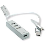 thumbnail of ROLINE USB 2.0 notebook hub, 4 poorten, type A+C aansluitkabel