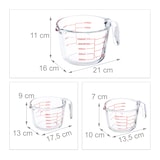 thumbnail of Relaxdays Messbecher Set, 3-teilig, Glasmessbecher 250 ml, 500 ml, 1l, hitzebeständig, mikrowellengeeignet, transparent
